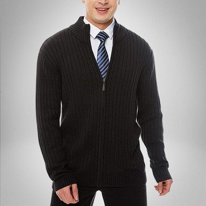 Max Men's Cardigan With Zipper And Ribbed Texture For Easy Layering And All Day Comfort