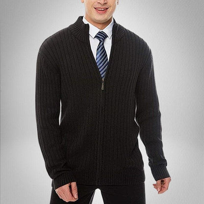 Max Men's Cardigan With Zipper And Ribbed Texture For Easy Layering And All Day Comfort