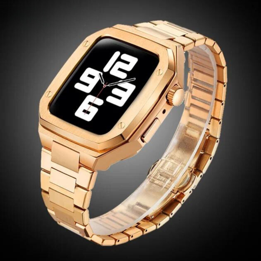 The Executive Stainless Steel Apple Watch Mod by TrendAura Craftsmanship Shock Resistant Design Durable Rubber Band