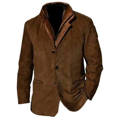 Men's Suede Jacket Tailored Fit Button Closure Notch Lapel Soft And Elegant Nordic Flair TrendAura