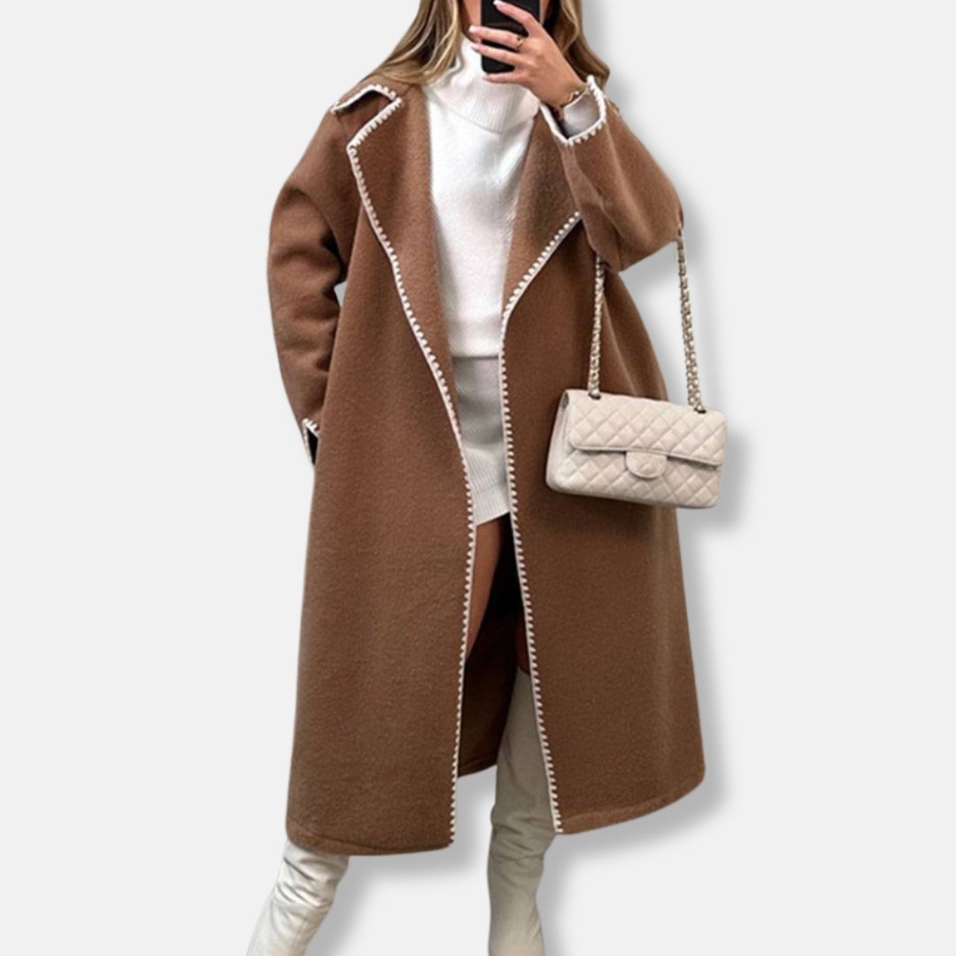 Women’s Coat - Wool - Loose Fit - Maxi Length - Notched Lapel