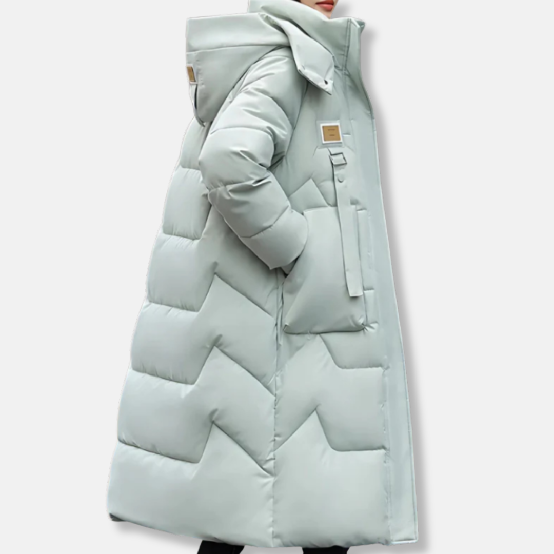 Women’s Trench Coat – Quilted Insulated – Oversized Fit – Hooded High Collar