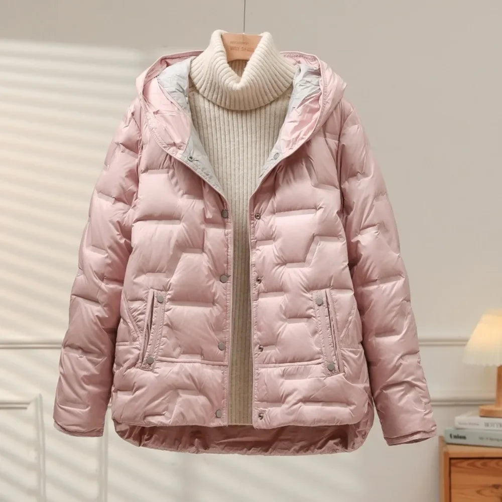 TrendAura Lea Goose Down Puffer Coat For Women Warm Elegant Quilted Winter Jacket
