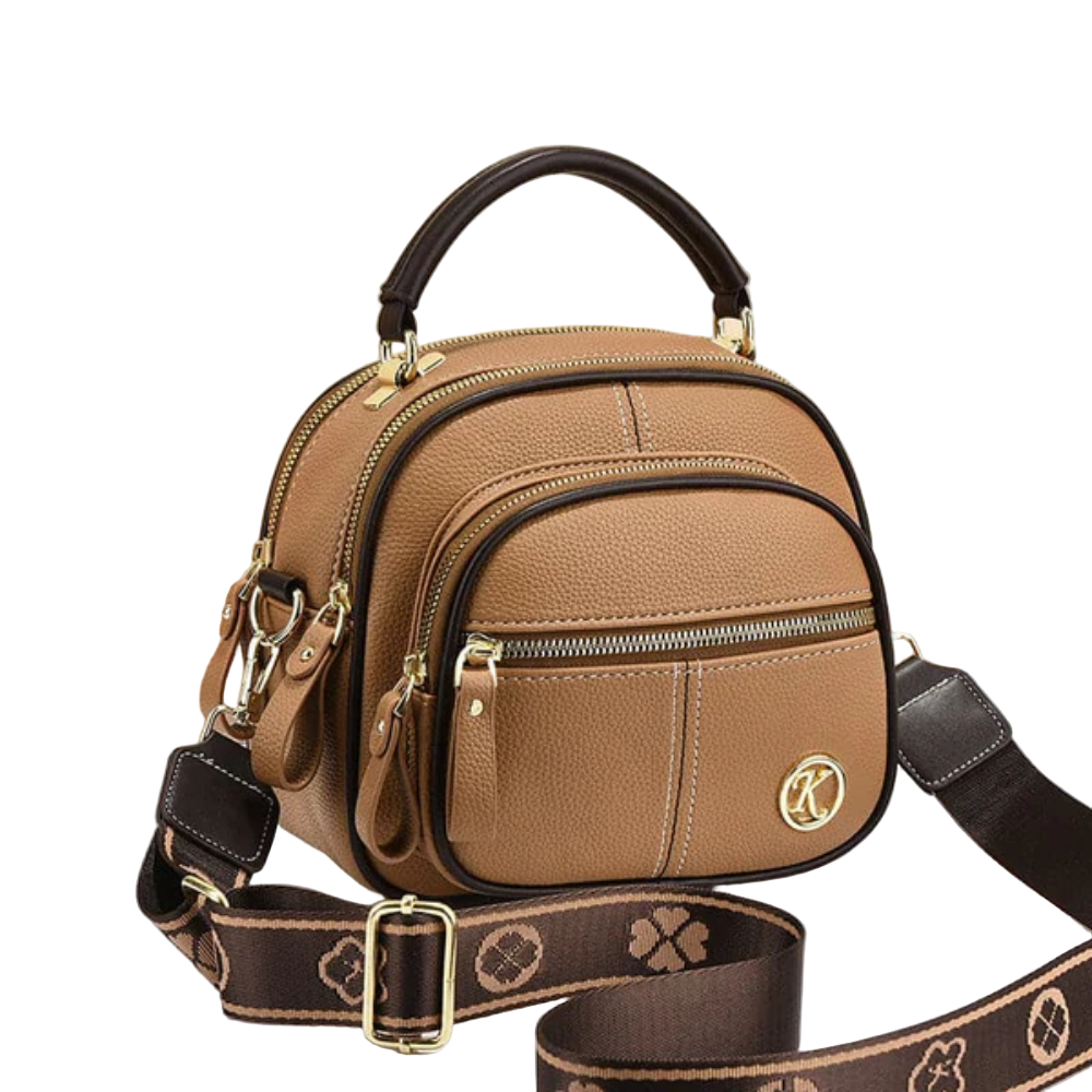 TrendAura Jan Mini Handbag - Compact Faux Leather Bag With Dual Zipper Compartments And Detachable Strap