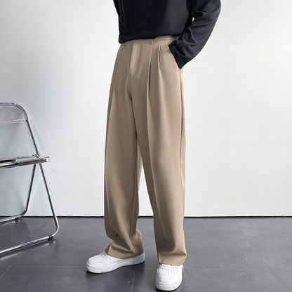 Leo Men's Pleated Trousers With Wide Legs For Elegant Occasions Comfortable Tailored Style