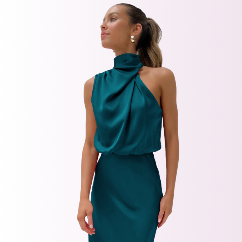 Fiona | Elegant Evening Dress with High Collar