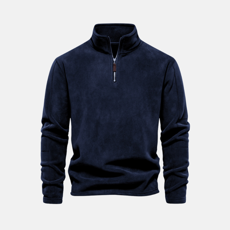 TrendAura Men's Fleece Sweatshirt With Stand Collar And Half Zip Closure For Elevated Casual Style