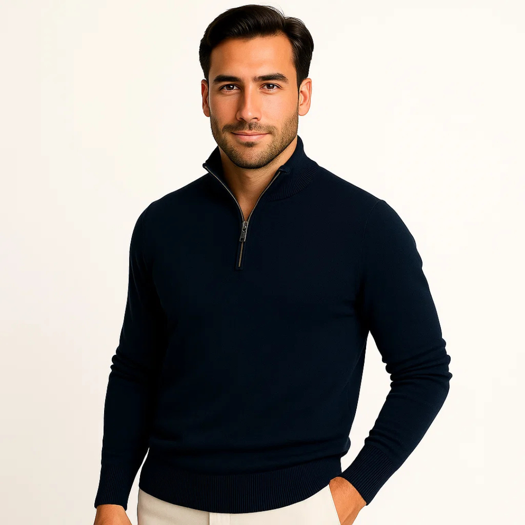 Men's Zip Up Pullover Sweater With Soft Breathable Knit For Everyday All Day Comfort