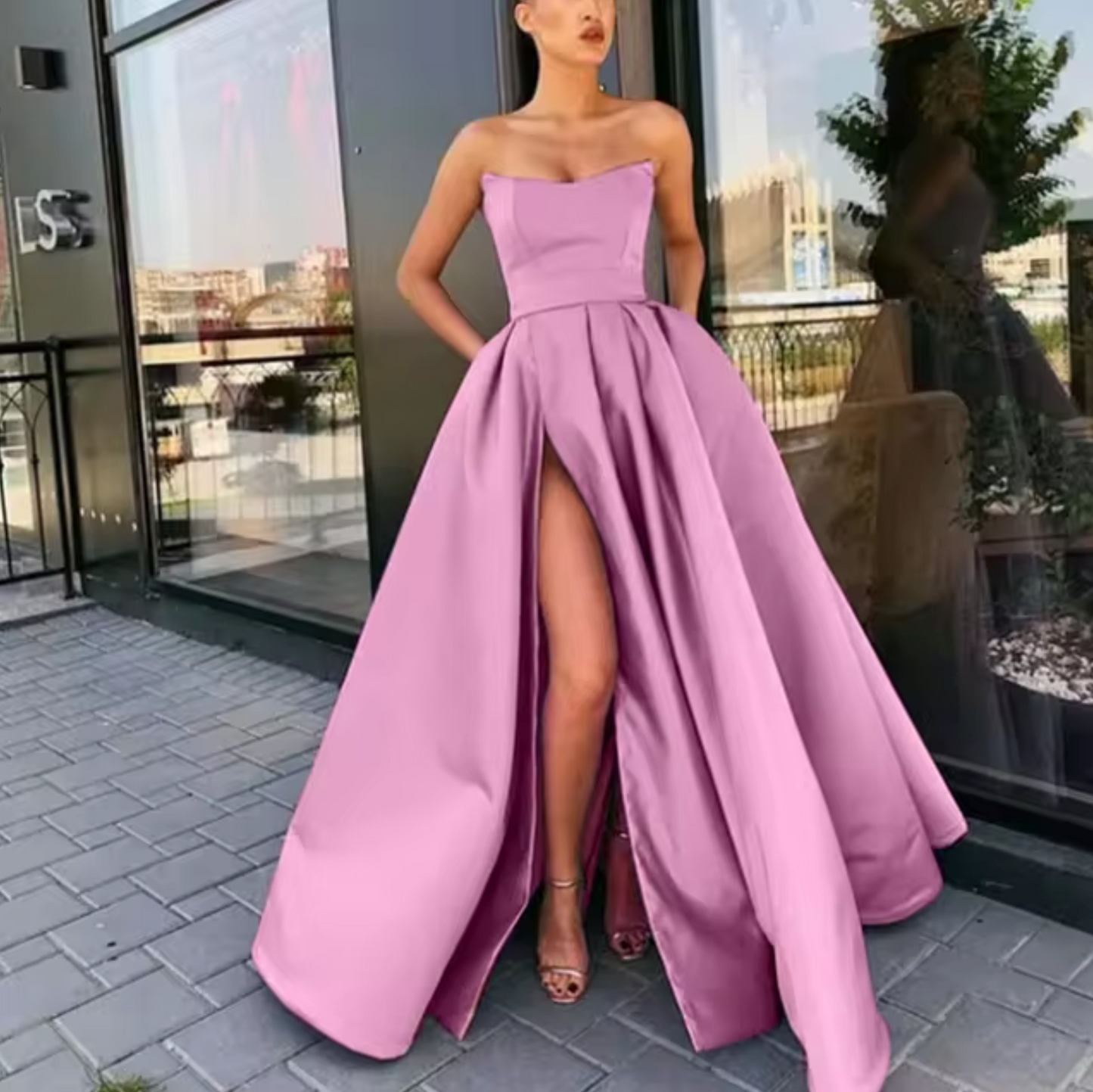 Amara | Elegant Long Ball Gown for Women with High Slit