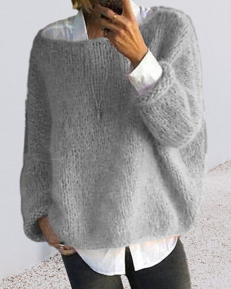 Classic knitted off-shoulder sweater for women