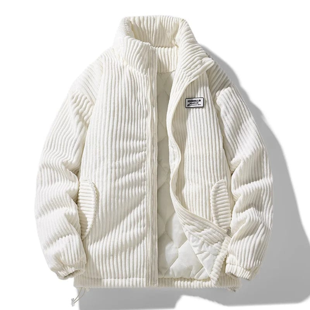 Men's Corduroy Jacket Warm Stand Collar Casual Outerwear for Autumn Winter Durable Everyday Wear