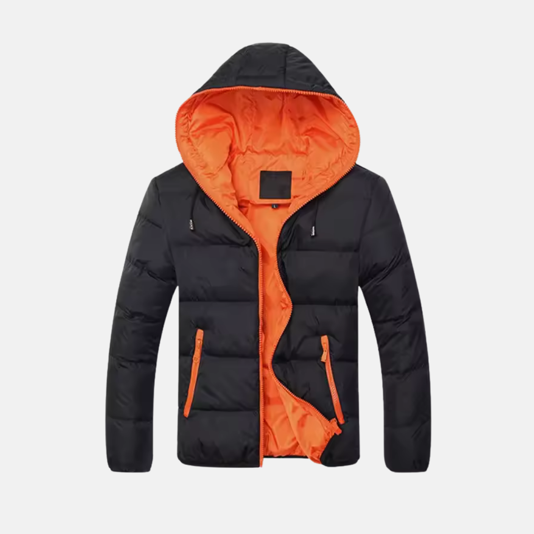 Men's Hooded Quilted Puffer Jacket Hip Length Winter Coat for Cold Weather Everyday Warm Insulated