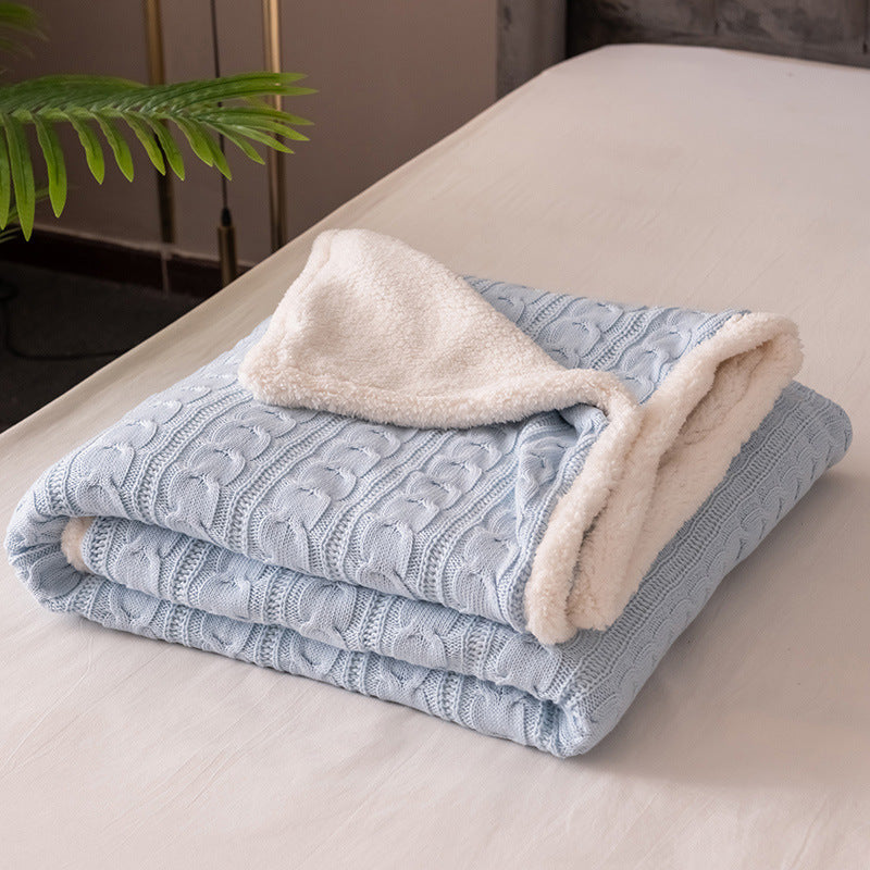 Cozy Cable Knit Sherpa Throw Blanket Two Textures For Sofa Cuddlers Ultimate Warmth