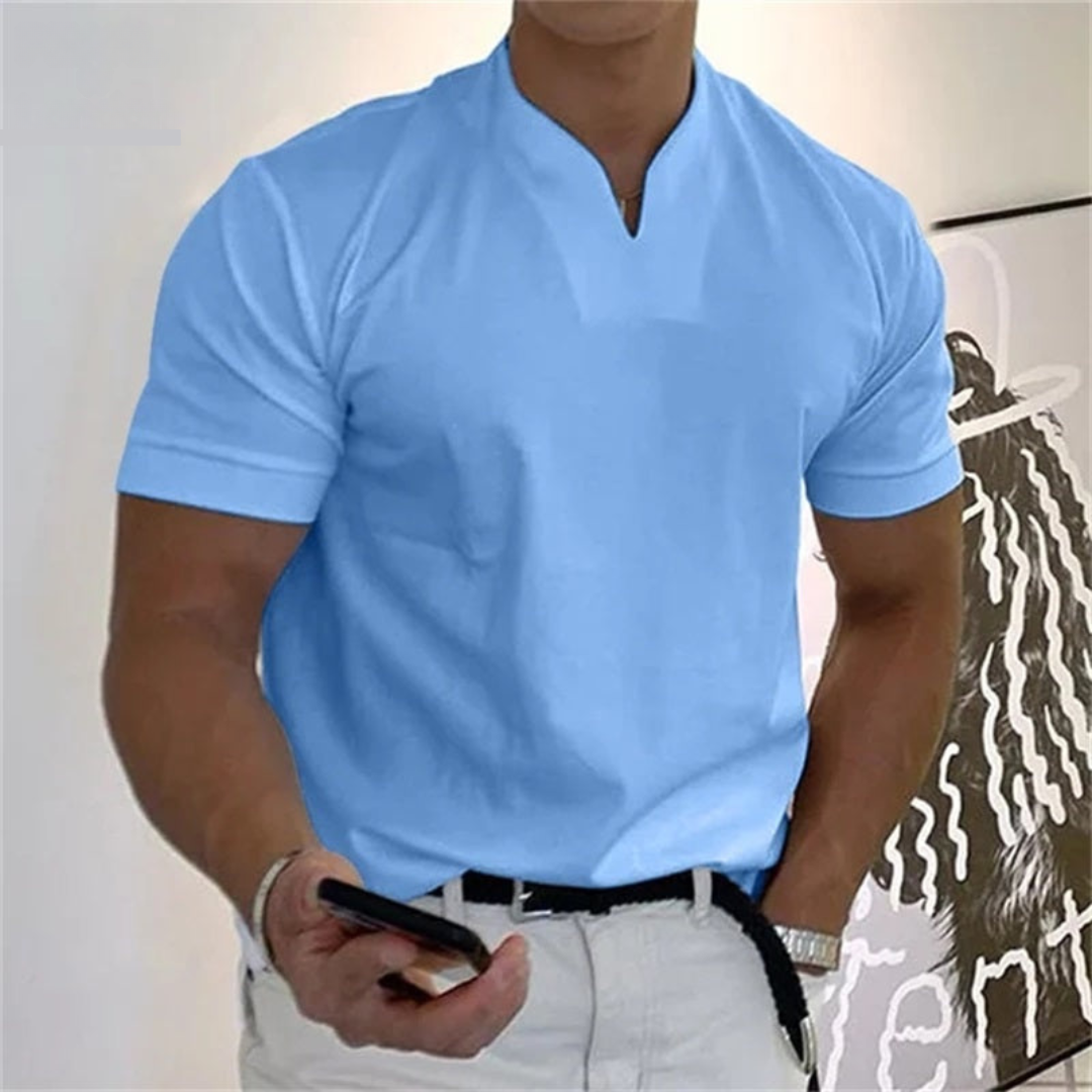 Mens Slim Fit V Neck T Shirt For Modern Everyday Wear With Clean Silhouette And Short Sleeve