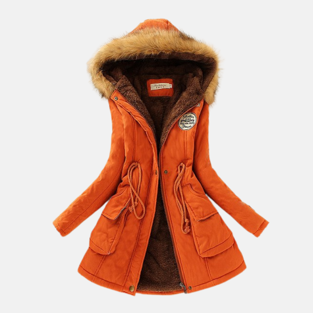 Women’s Parka Jacket – Tailored Fit – Fleece Lined – Faux Fur Hood – Zip Closure
