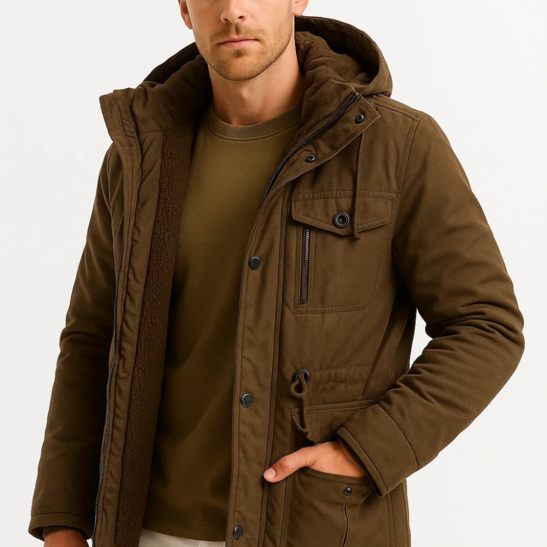 Men's Hooded Parka Jacket Warm Insulated Weatherproof for Men Urban Style Winter Essential