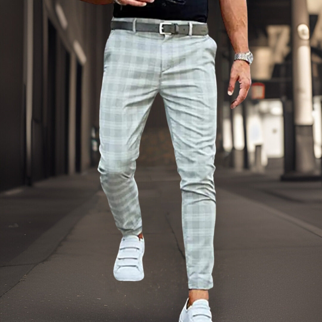 Men's Plaid Chinos Slim Fit For Modern Wardrobe Versatile Smart Casual Trousers Everyday