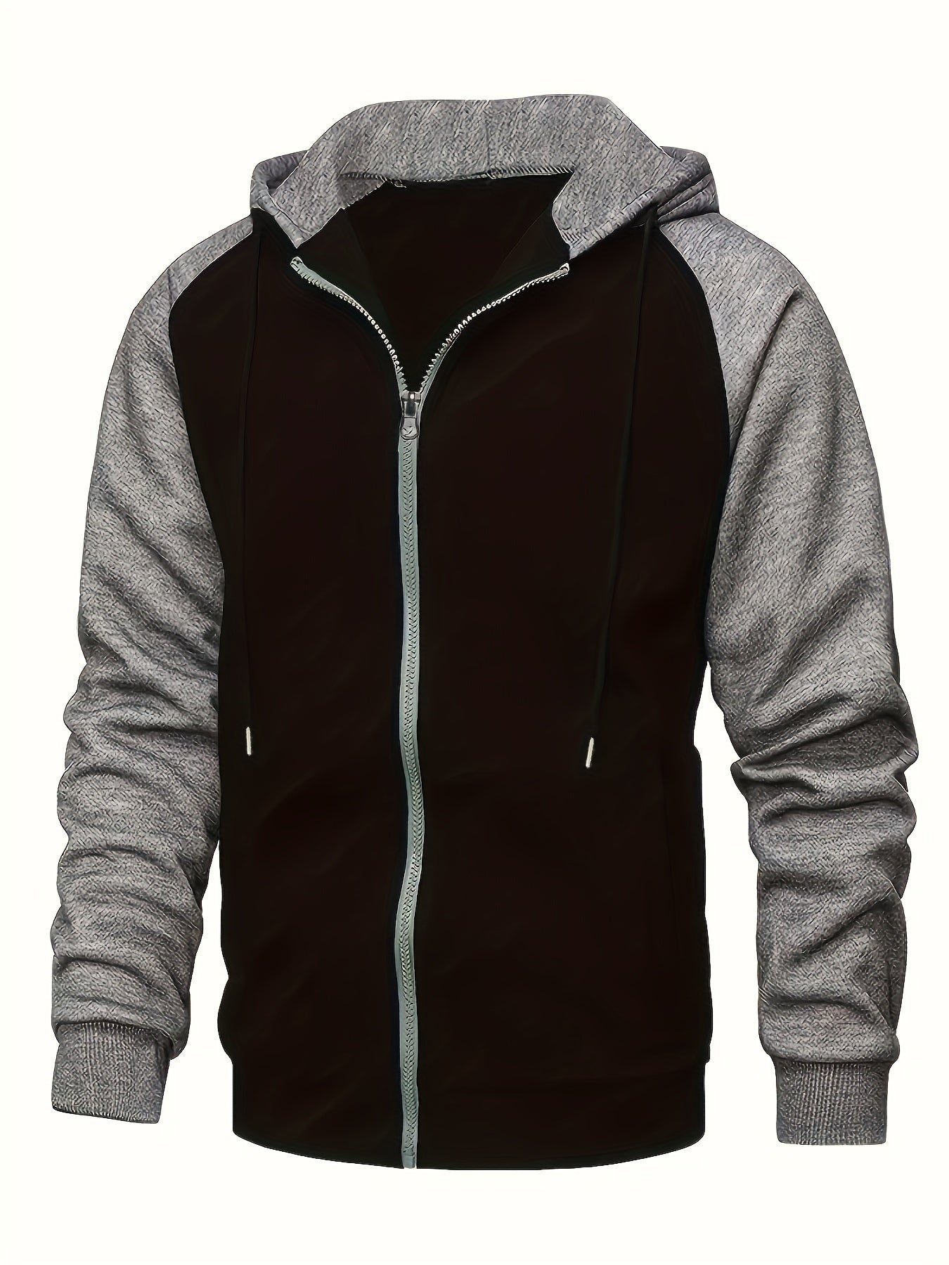 Men's Two-Tone Zipper Hoodie With Long Sleeves - Bold, Versatile Zip Up Sweatshirt