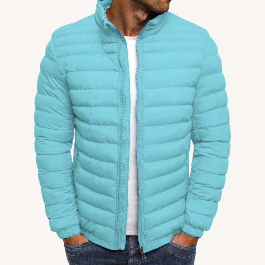 Men's Puffer Jacket Warm And Stylish For Cold Weather With Zip Closure And Side Pockets