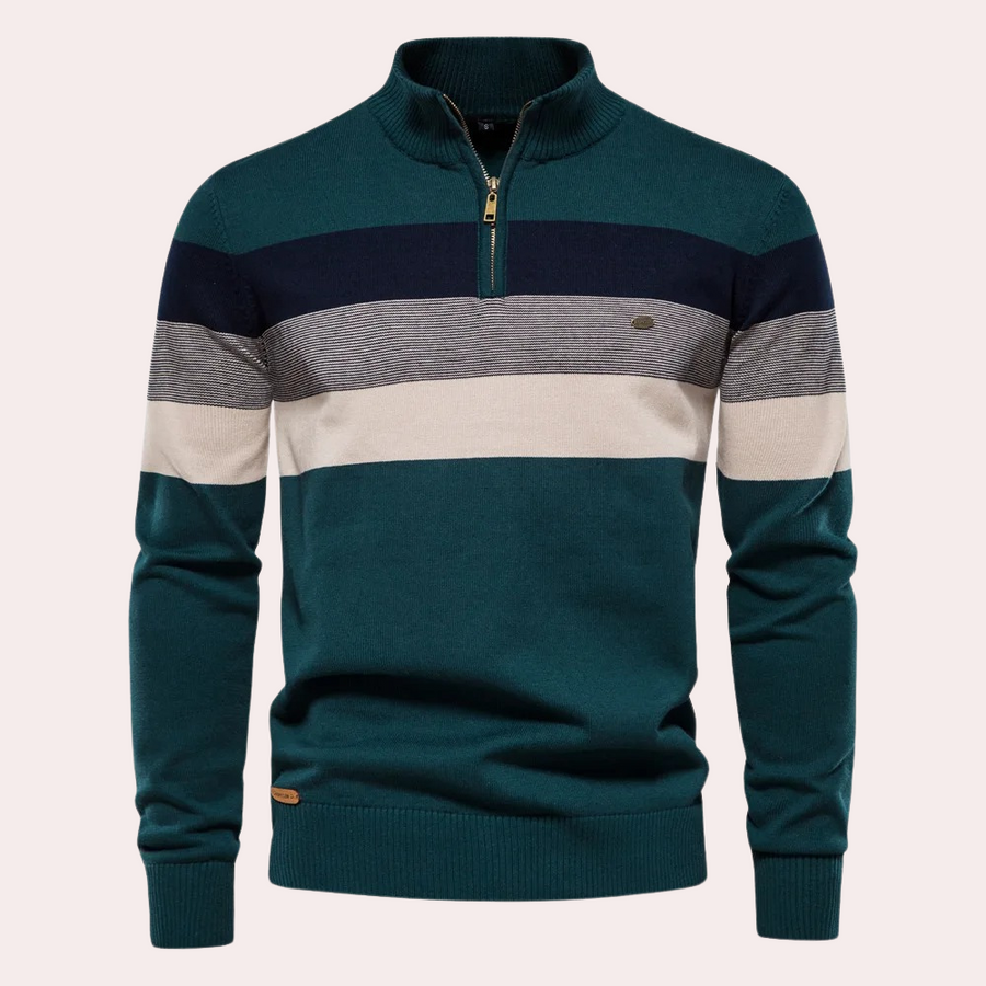 Men's Striped Half Zip Sweater For Everyday Casual Comfort And Modern Versatility