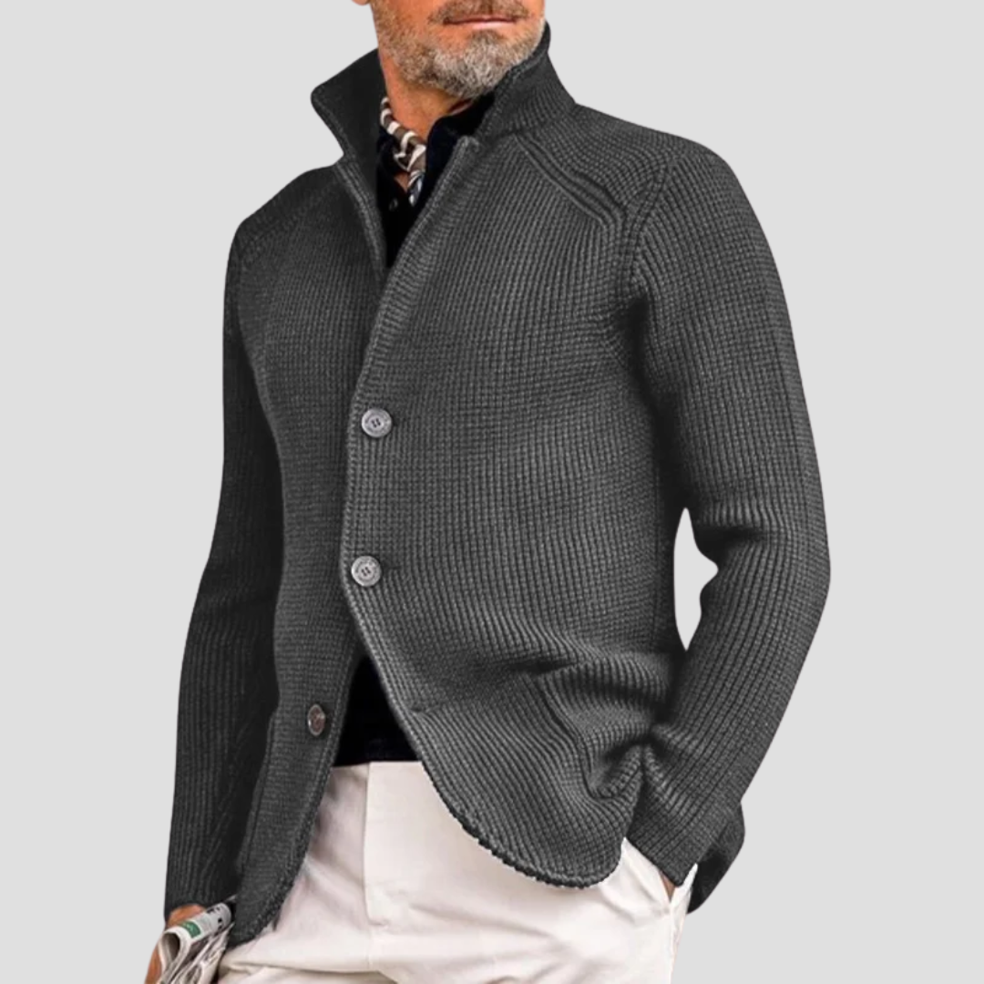 TrendAura | Men’s Textured Jacquard Knit Cardigan