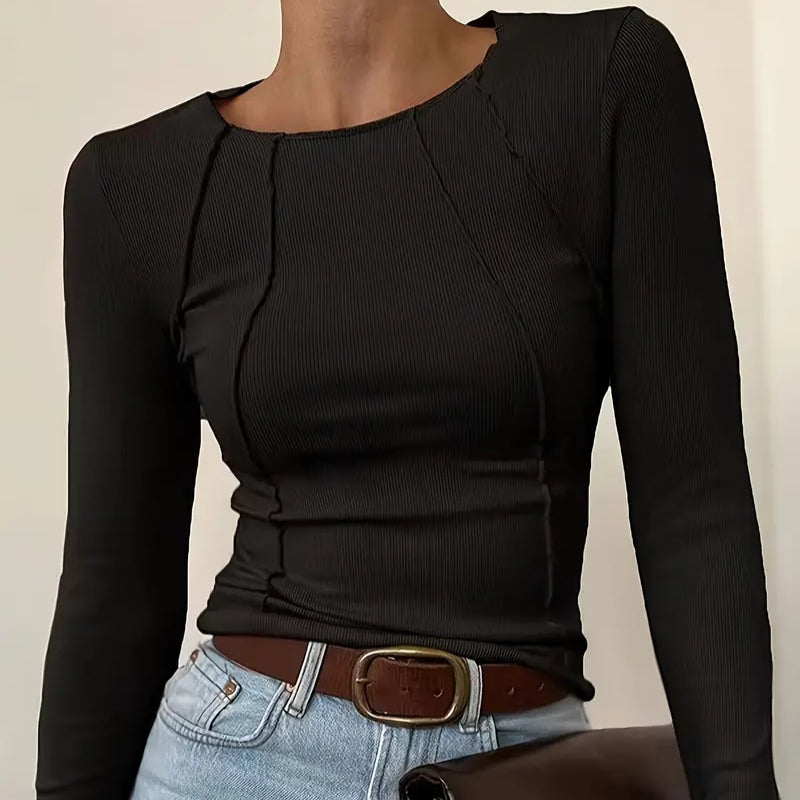 Sophie Elegant Knit Top For Women Textured Finish Flattering Slim Fit Soft Draped Knit