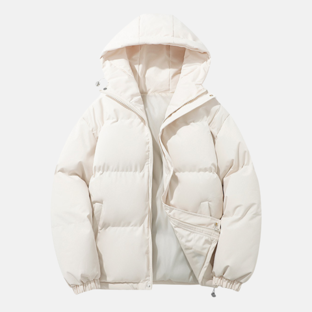 Mens Padded Hooded Coat With Elasticated Hem For Cold Winter Weather Synthetic Insulated Outerwear By TrendAura