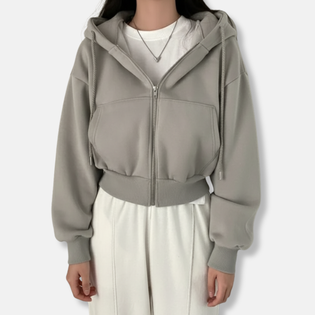 Women’s Zip-Up Hoodie – Oversized Fit – Fleece Lined – Hooded – Kangaroo Pocket