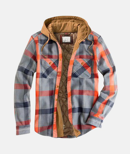 Eloura-Moda | Plaid flannel shirt with hood for men
