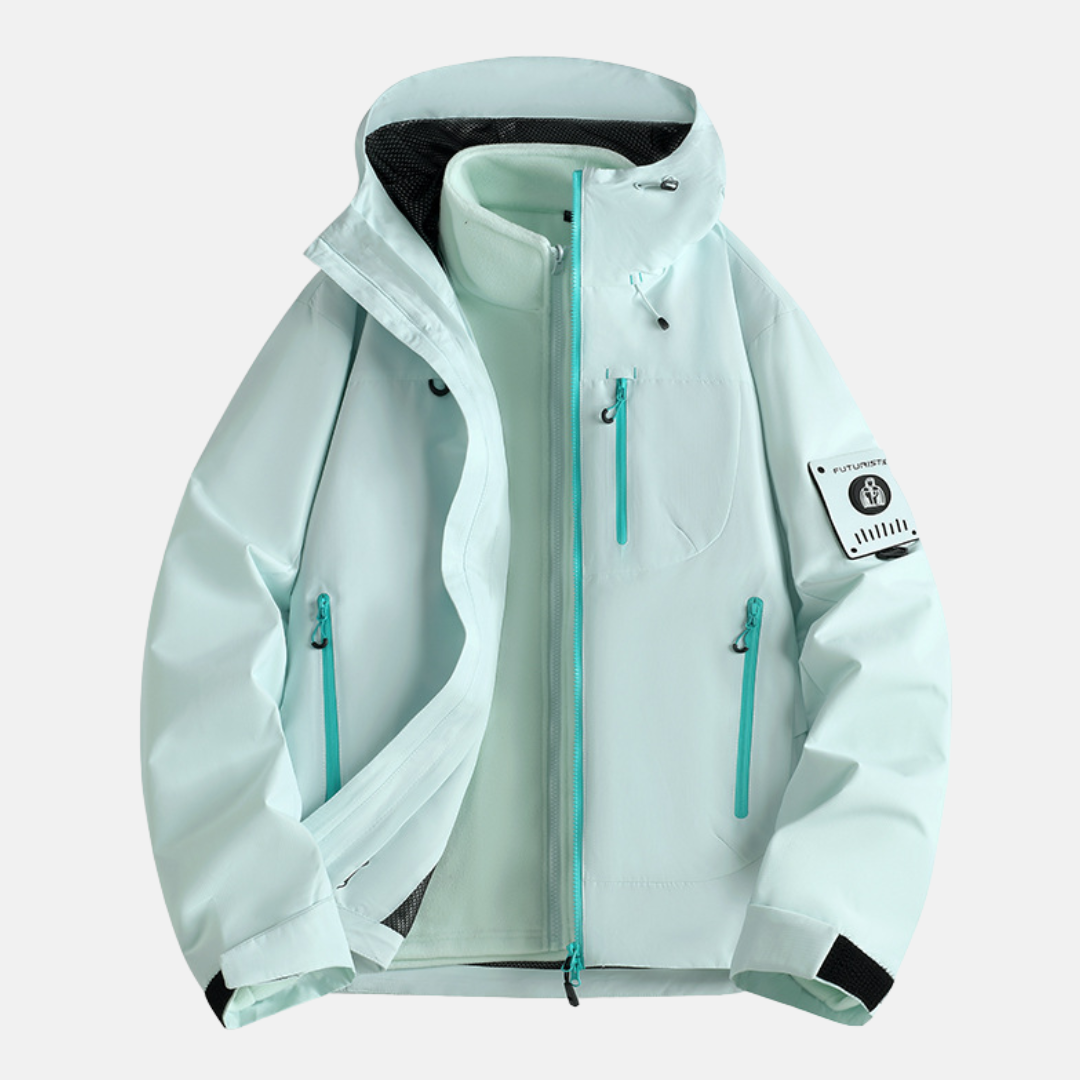 Men's 3 In 1 Jacket With Technical Fabric For All Seasons Adjustable Hood And Zipper Closure