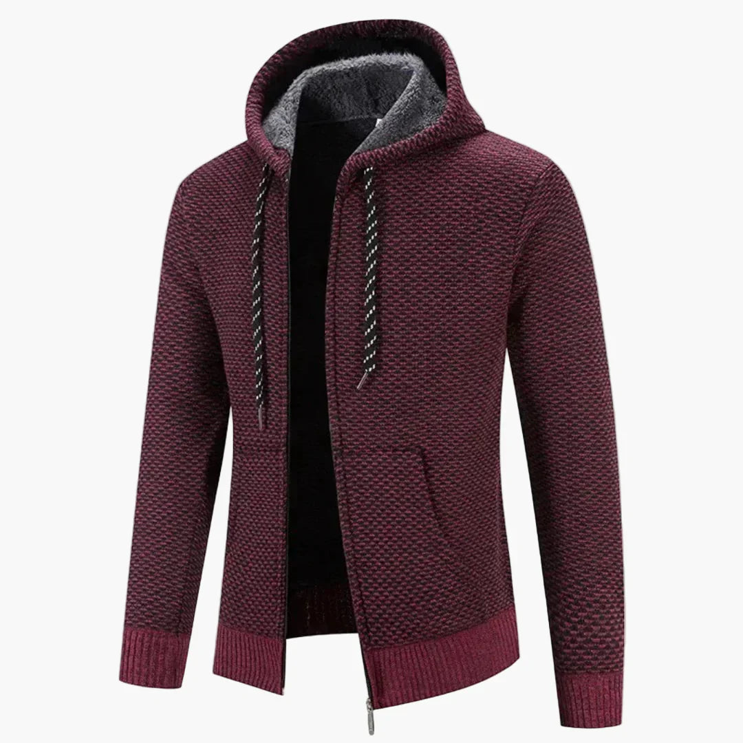 Mens Knit Hooded Jacket Warm Zippered Casual Hoodie For Autumn Winter Everyday Comfort And Style