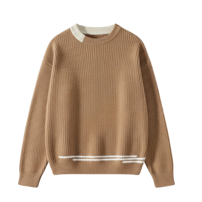 Korean Patchwork Knit Sweater For Men Fitted O Neck Cozy Warmth Autumn Winter Fashion
