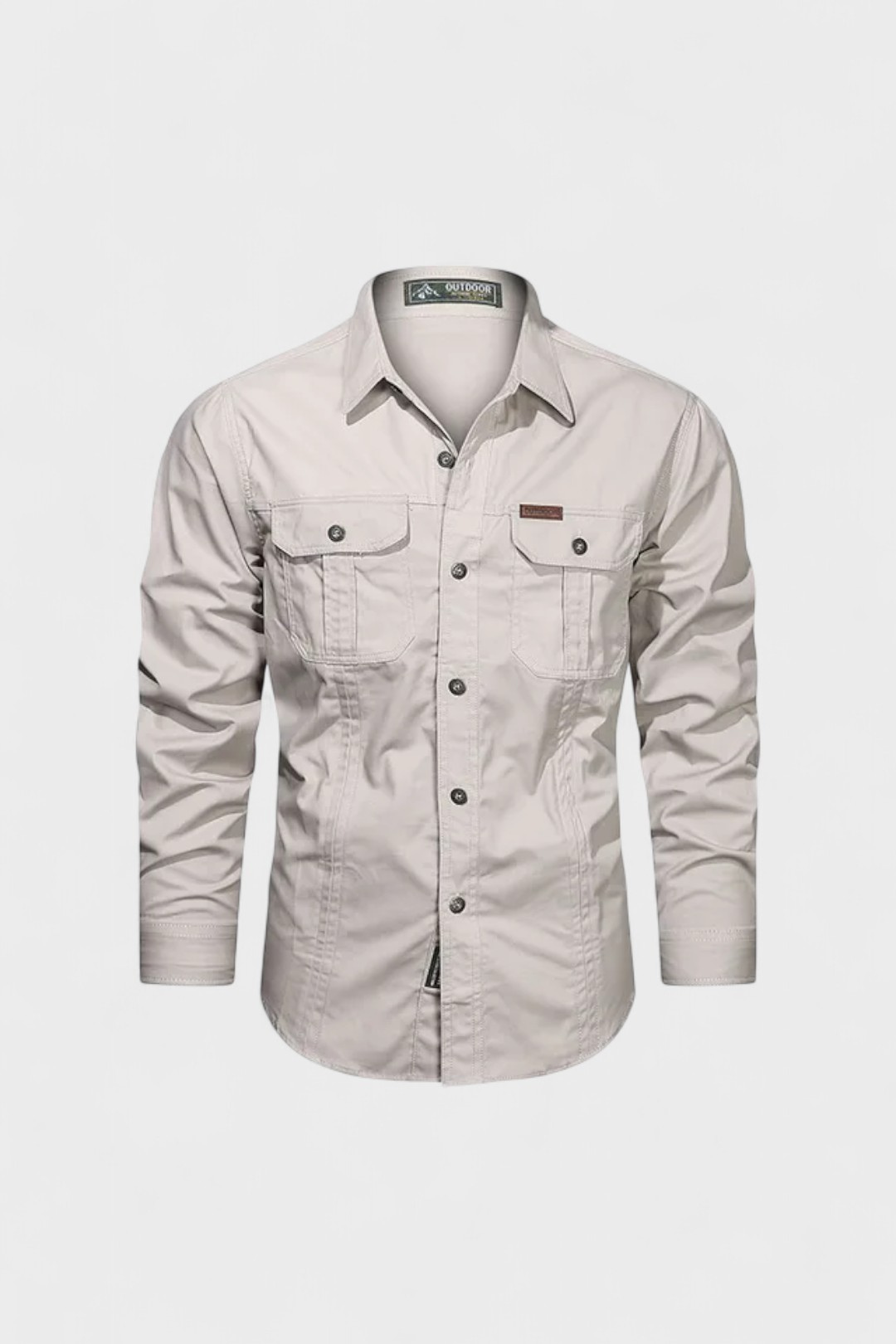 Men's Utility Button-Up Shirt Long Sleeve With Chest Pockets And Reinforced Stitching Classic Fit