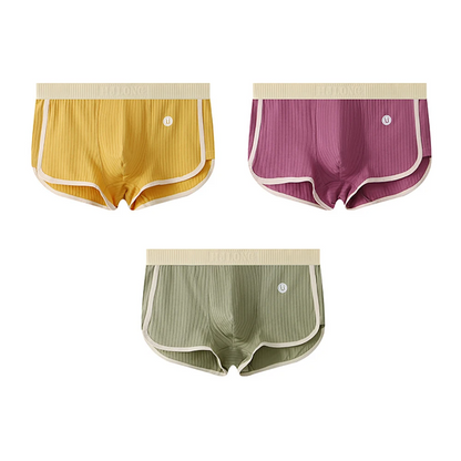 James Fitted Boxer Briefs Three Piece Set Ribbed Texture With Contrast Trim For Men