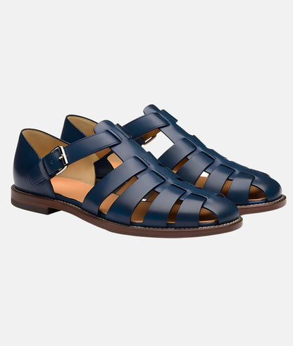 Mens Leather Sandals With Straps And Buckle Breathable Closed Toe For Stylish Summer Comfort