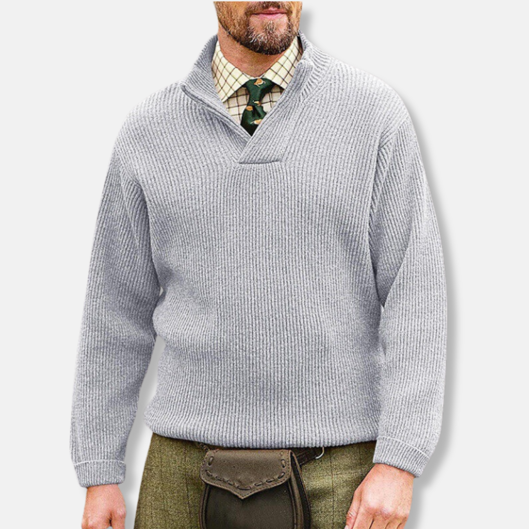 Men's Cotton Blend Pullover Sweatshirt With Stand Collar V Neck Loose Fit Long Sleeve