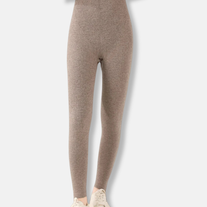 Women’s Leggings – Slim Fit – Knit Stretch Fabric – Ribbed Waistband – Full Length