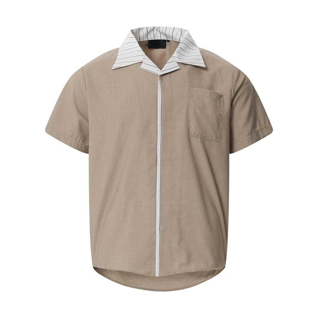 Split Collar Stripe Shirt