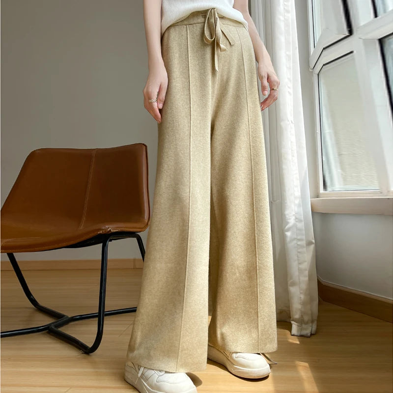 Clara Cashmere Relaxed Wide-Leg Pants for Women Luxurious Warmth and Comfort Ideal for Home or Streetwear