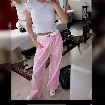 Gabrielle - Wide pants with vertical stripes