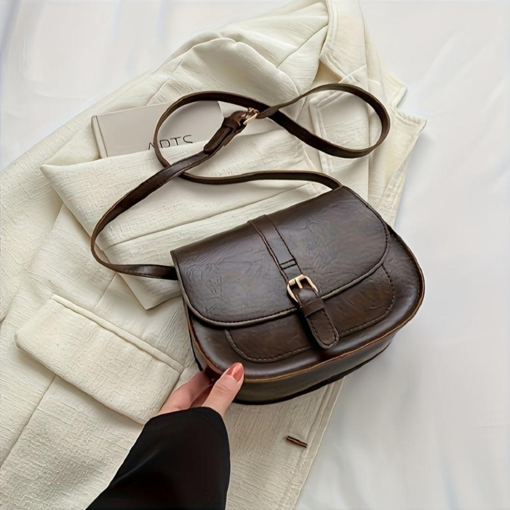 TrendAura Michele Crossbody Bag - Vegan Leather With Adjustable Strap And Buckle Closure