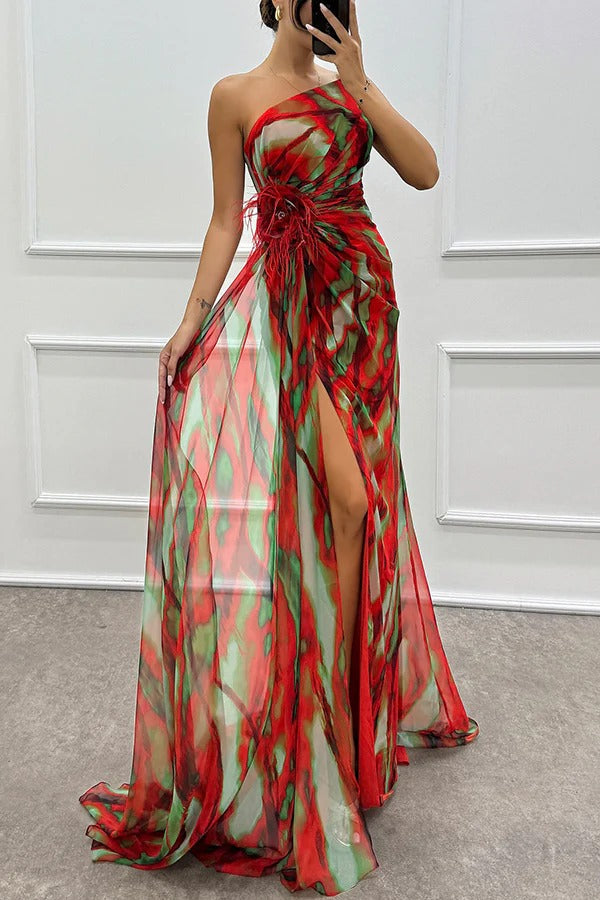 Audrey | Women’s One Shoulder Slit Maxi Dress