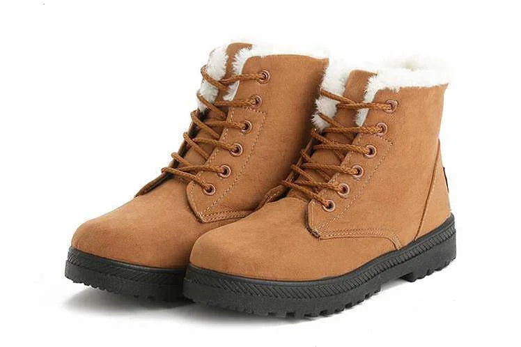 Luca Women's Winter Non Slip Lace Up Snow Boots With Plush Lining And Cozy Flock Upper For Work And Casual Snowy Wear