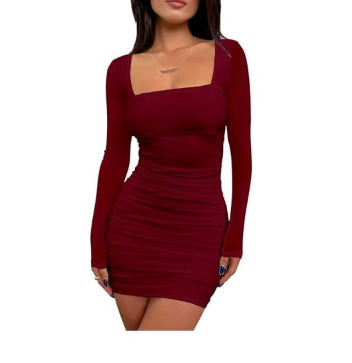 Meike Pleated Dress For Women With Transparent Mesh Upper Luxurious Autumn Winter Fashion