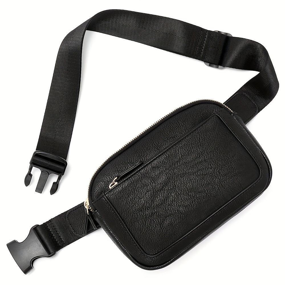 TrendAura Debbie Belt Bag - Chic Faux Leather Design With Adjustable Strap And Multiple Zippered Pockets