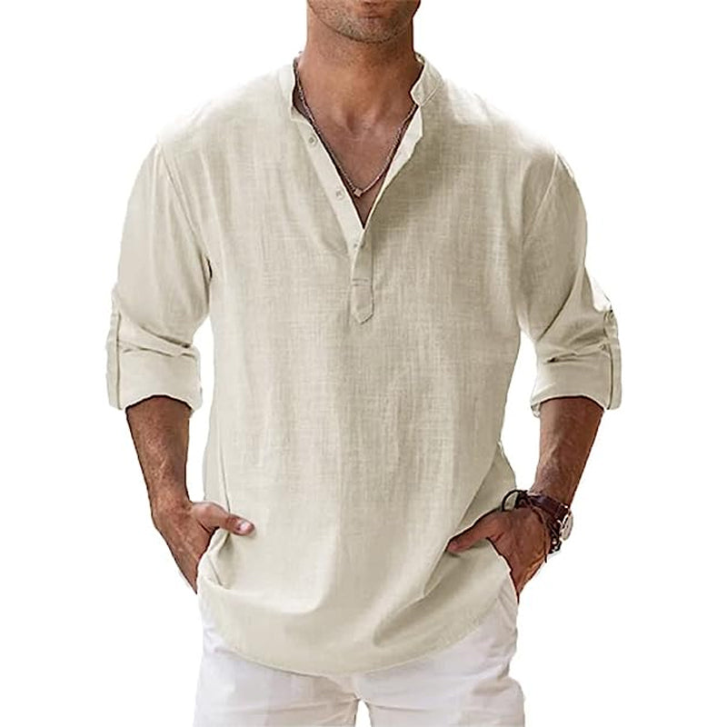 Zup Mens Linen Shirt Breathable Lightweight Comfort For Spring And Summer Stylish Relaxed Fit