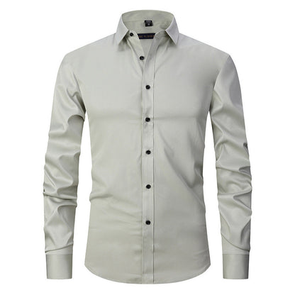 Allen – Long-sleeved slim men's shirt in solid stretch