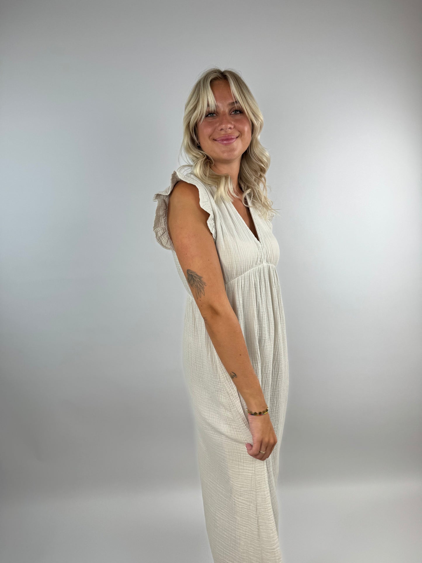 Pia Muslin Dress For Women Elegant Flowing Fit With Delicate Ruffles And High Quality Craftsmanship