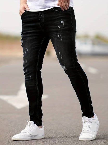 Mens Slim Fit Jeans by Walking for Everyday Style with Modern Distressed Denim Essentials