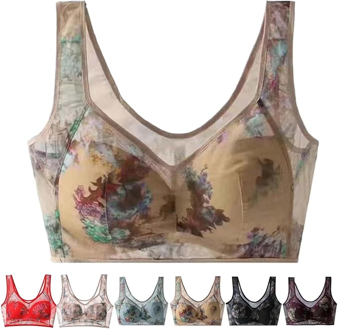 Pia-Sophie Cooling Bra With Ice Silk For Women All Day Comfort With Breathable Fabric And Floral Pattern